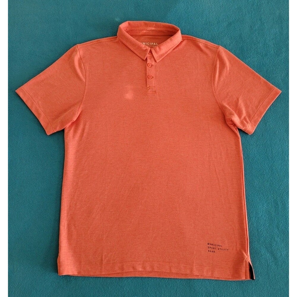 Municipal Sport Utility Gear Shirt Men's size Large Orange casual preppy stretch